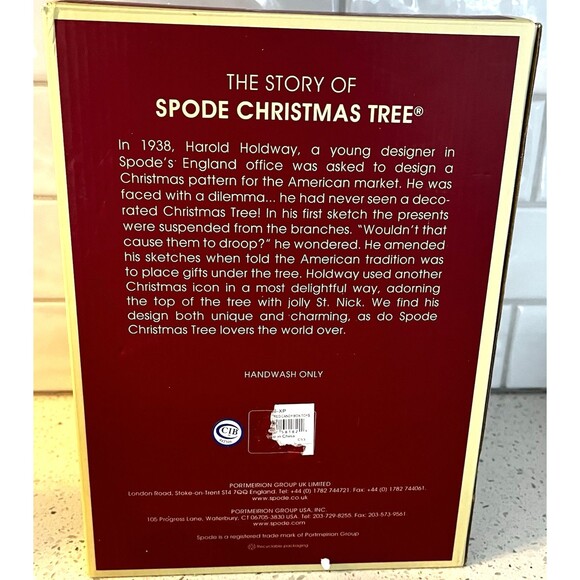 Spode Christmas Tree Round Covered Candy Box Teddy Bear Dove of Peace Tree 8” - Picture 13 of 13